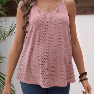 SHEIN Pink Eyelet Maternity Tank Top Size XL